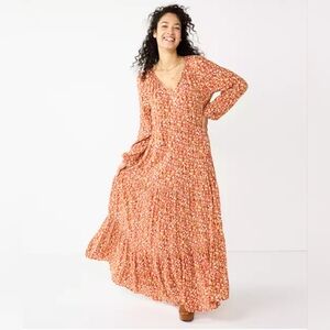 Sonoma Red Floral Maxi Dress